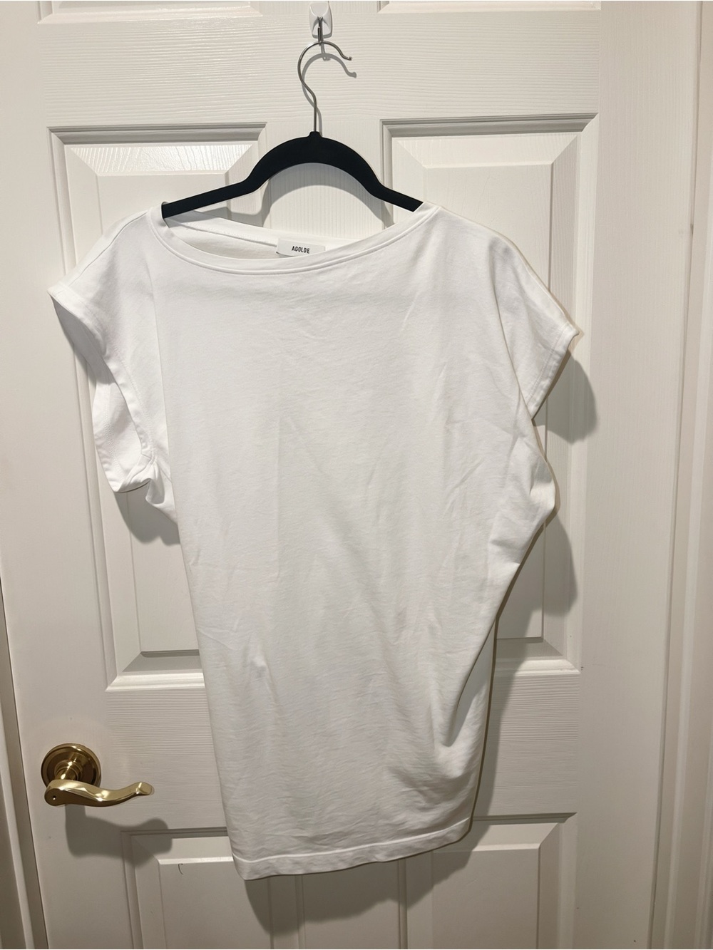 Agolde White Wide Boatneck Dolman Tee